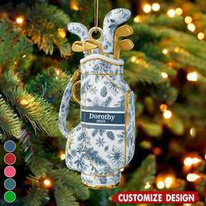 Golf Bag Toile de Jouy Custom Shape Acrylic Ornament - Personalized Gift For Golf Lovers