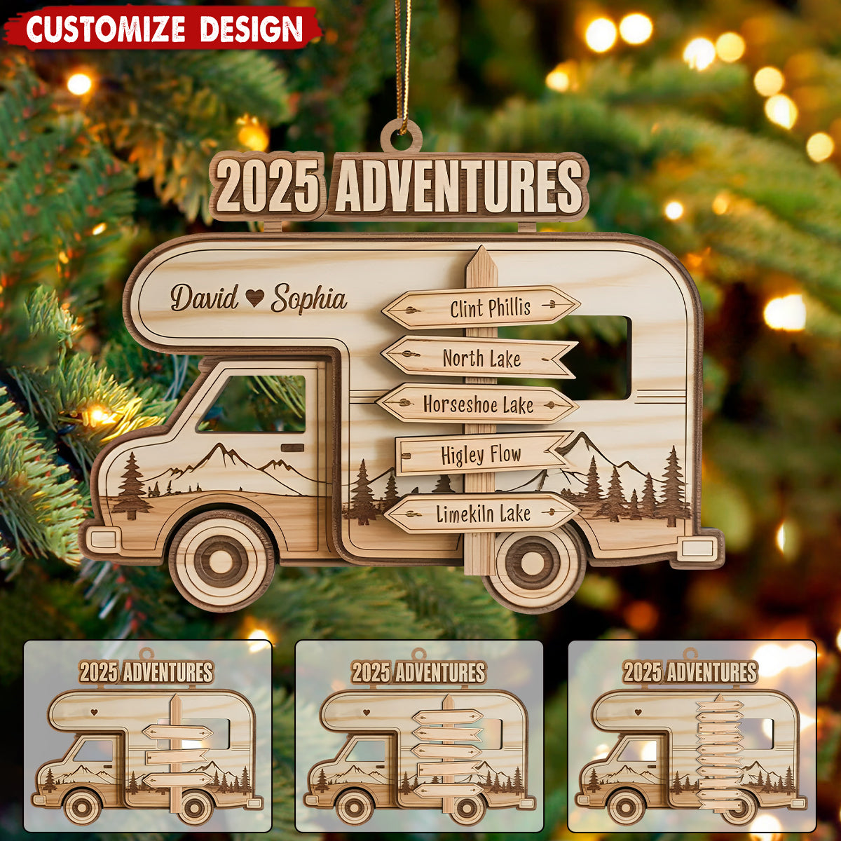 Personalized Travel Adventure Wooden Ornament, Custom Traveling Destination Ornament, Couple Traveling Destination, Travel Gift