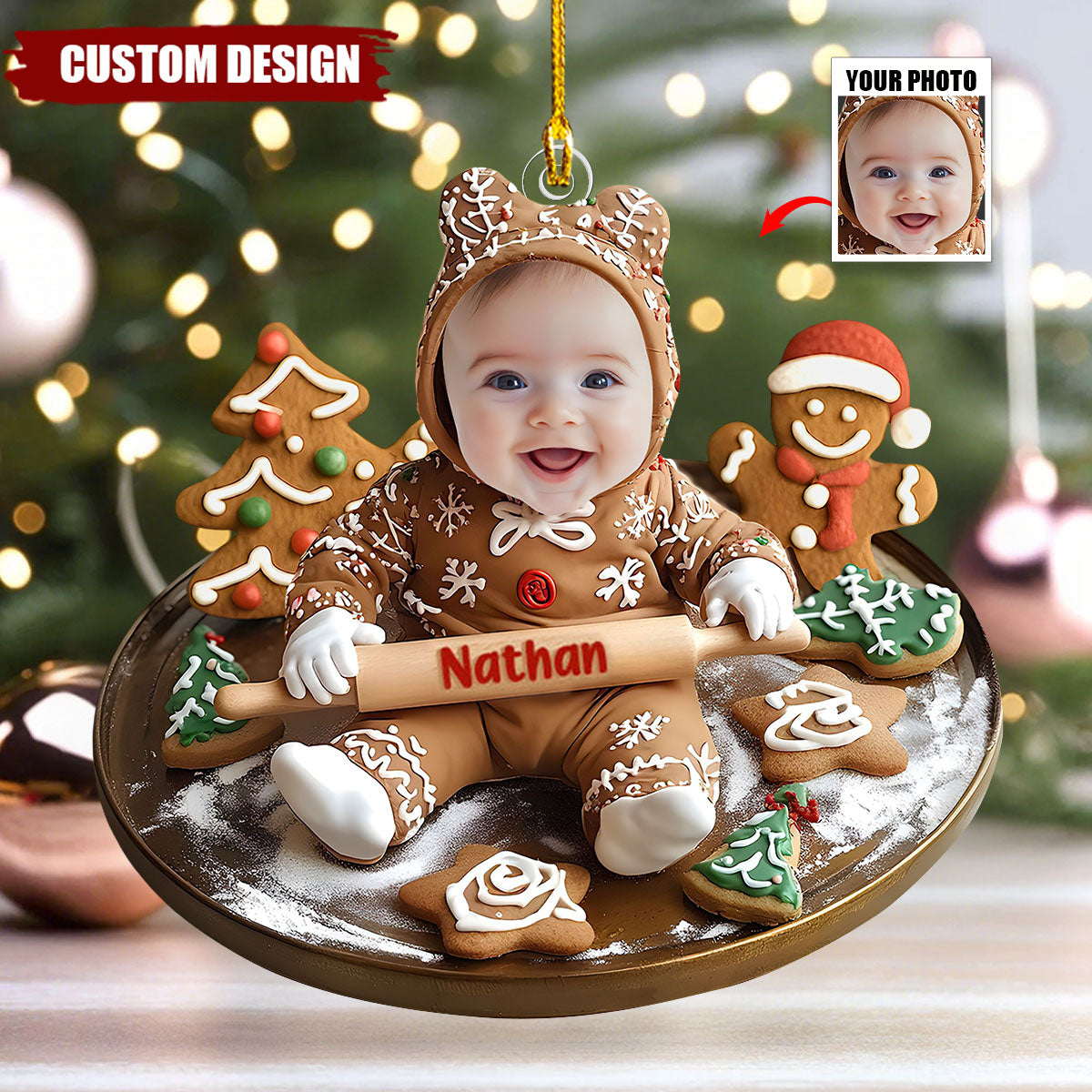 Baking With Baby: A Gingerbread Christmas - Personalized 1-Layer Acrylic Ornament