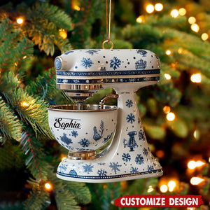 Personalized Blue Snowflake Kitchen Mixer Christmas Ornament