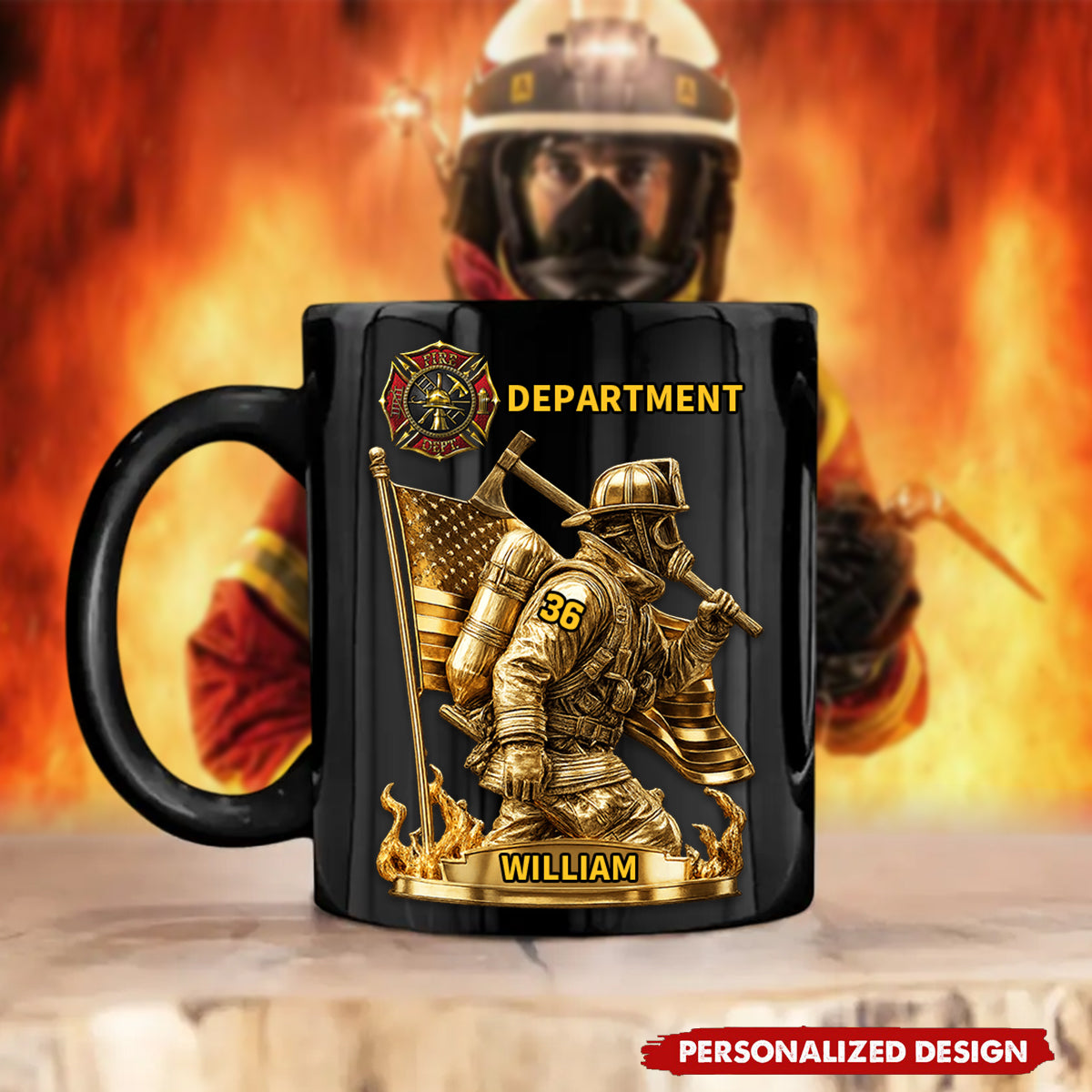 Personalized Proud Firefighter American Mug-Gift For Fireman