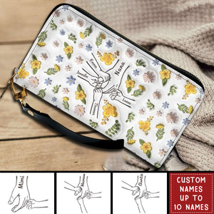 Mom Hold Kid Hand - Personalized Custom 3D Inflated Effect Leather Wallet