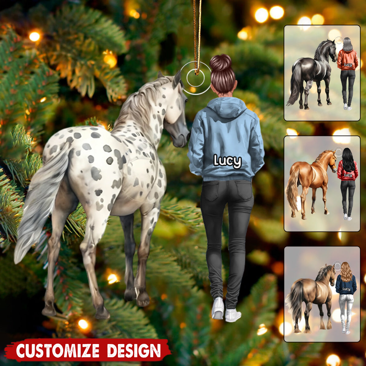 Personalized Woman And Horse Ornament - Gift For Horse Lovers