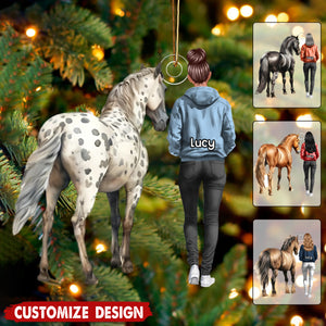 Personalized Woman And Horse Ornament - Gift For Horse Lovers