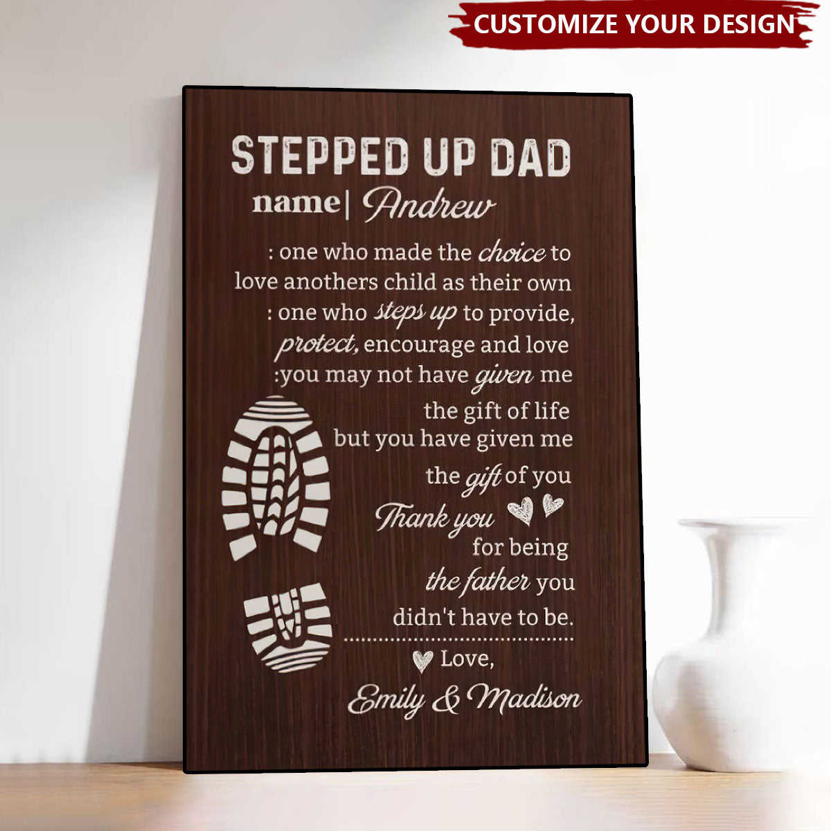 Personalized "Stepped Up Dad" Gallery Wrapped Poster - Father's Day Gift