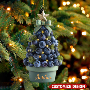 Personalized Blueberry Christmas Acrylic Ornament - Gift For Blueberry, Fruit Lovers