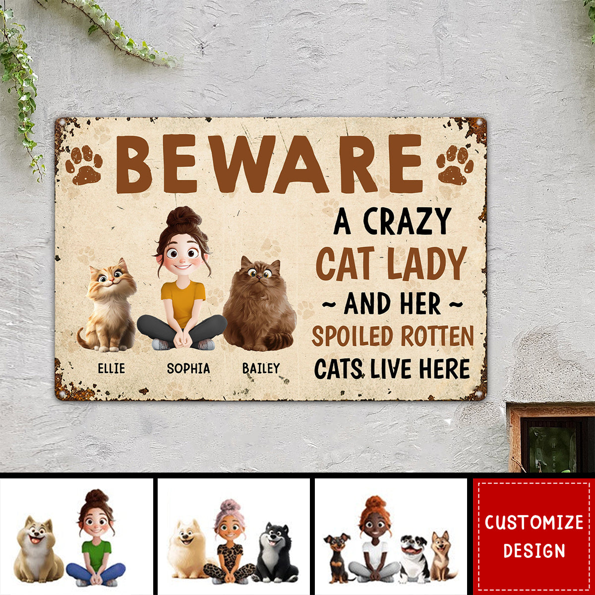 Crazy Dog Lady And Her Dogs - Personalized Metal Sign