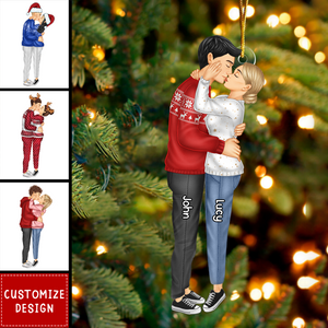 Personalized New Couple Kiss Ornament - Gift For Couple
