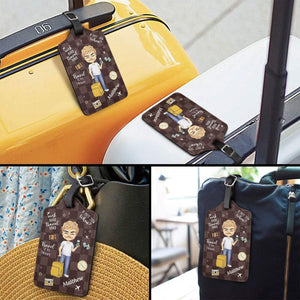 Work Hard, Travel Hard - Travel Personalized Custom Luggage Tag - Holiday Vacation Gift, Gift For Adventure Travel Lovers