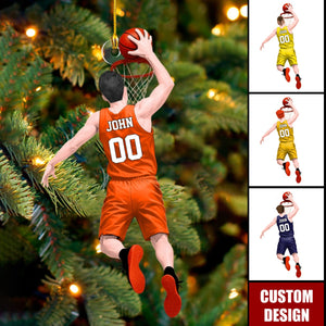 Jumping Dunking Personalized Ornament - Gift For Basketball Lovers