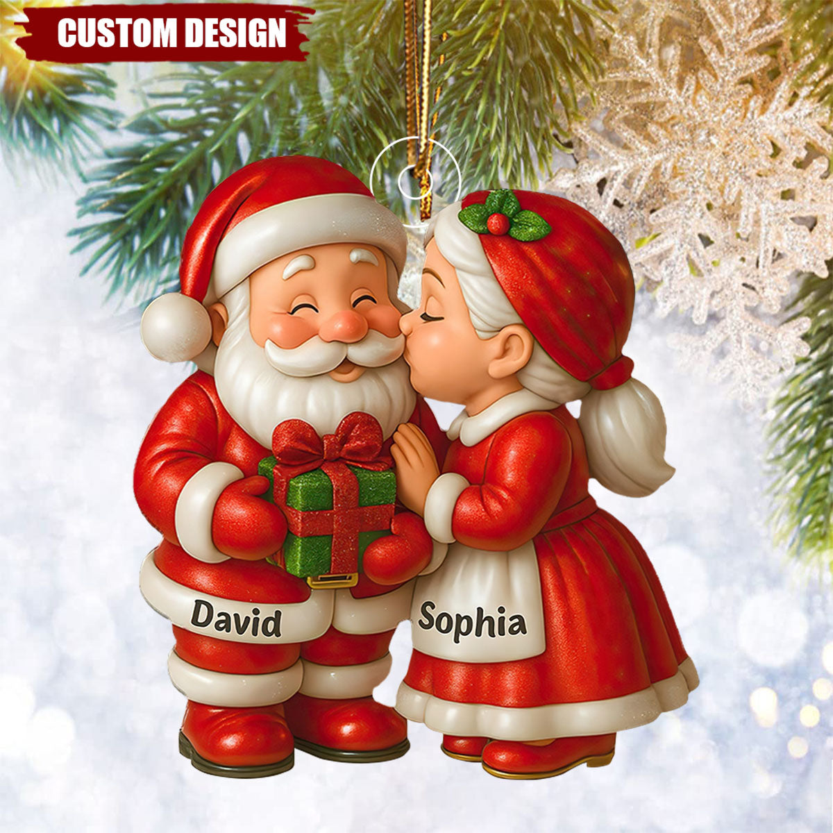 Personalized Santa And Mrs. Claus Christmas Ornament, Growing Old Together Custom Acrylic Keepsake, Holiday Gift For Couples And Loving 2025