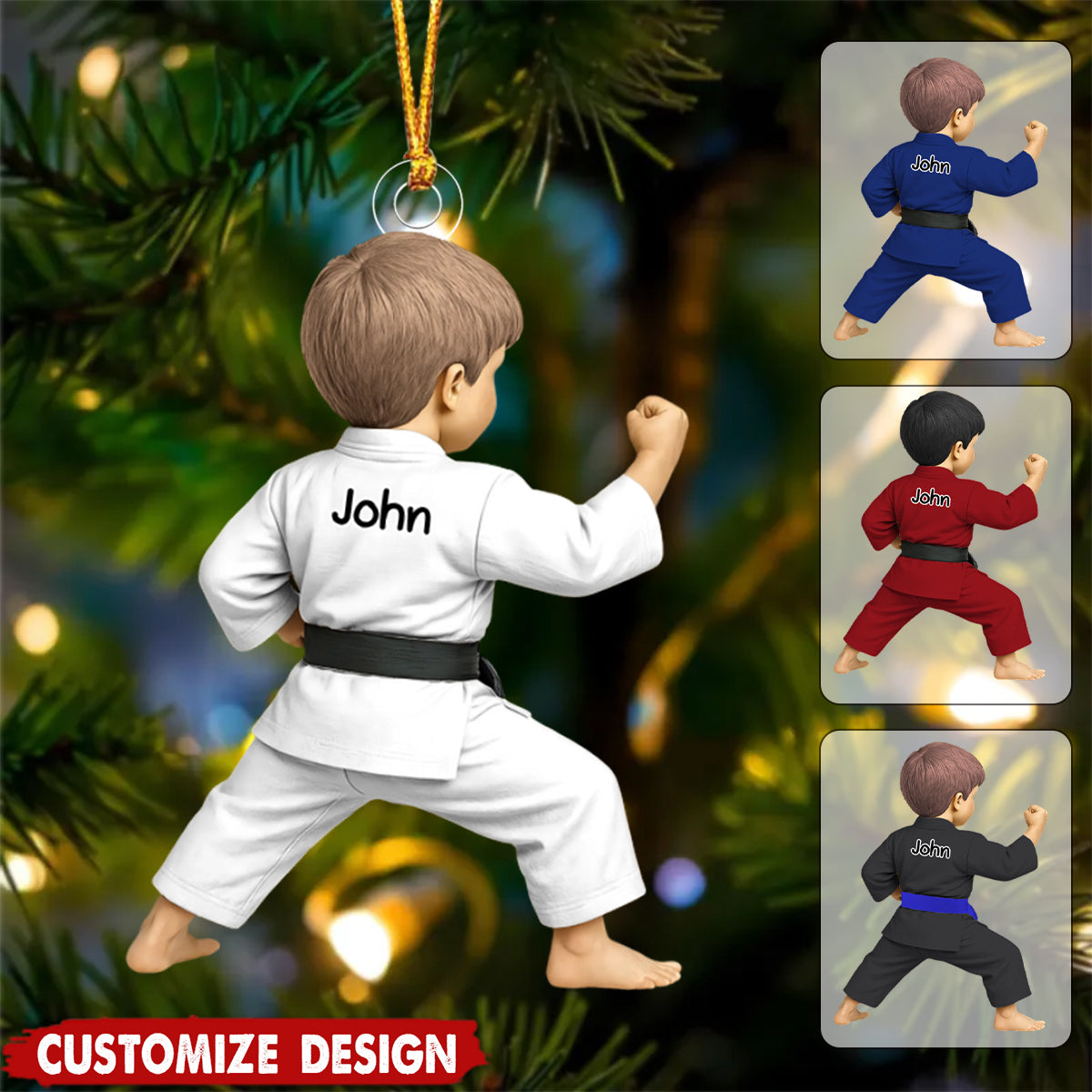 Personalized Kid Black Belt Acrylic Ornament - Jiu-Jitsu,Karate Gift