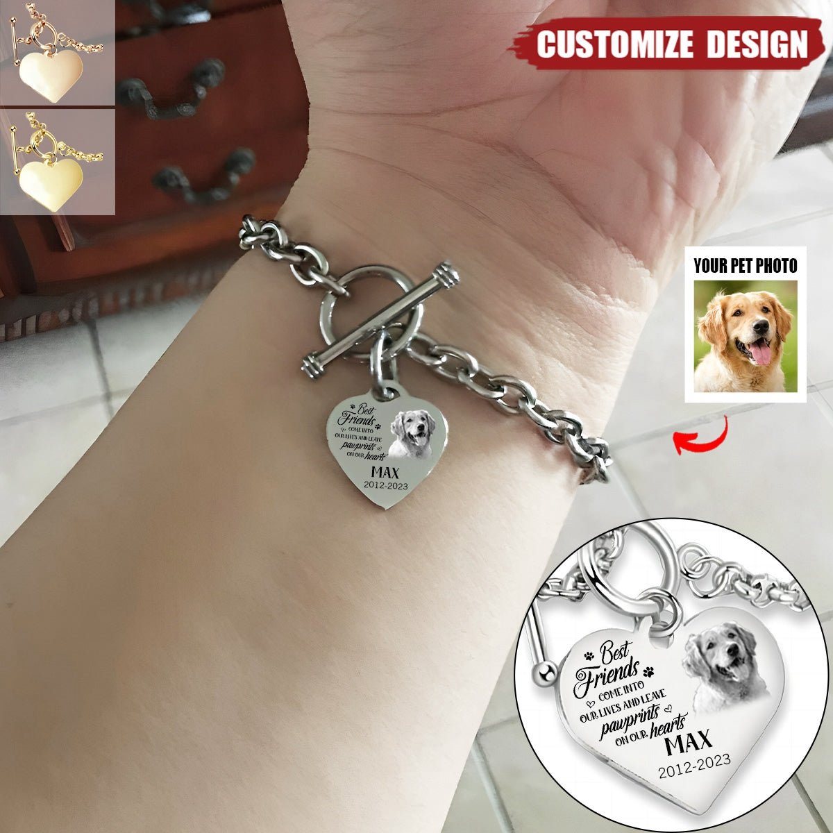 Custom Photo - Memorial Personalized Bracelet - Dog Memorial Gifts