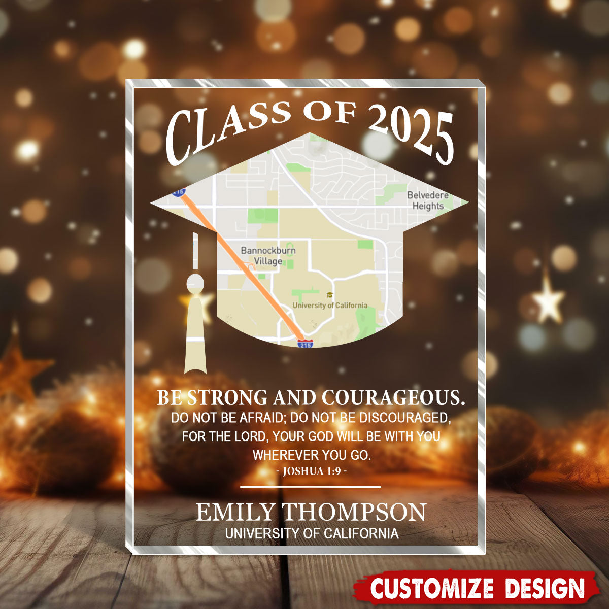 God Will Be With You Wherever You Go-Personalized Shaped Squared Acrylic Plaque