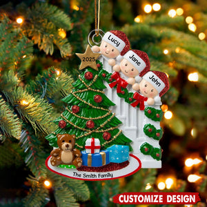 Peeking Family Personalized Flat Acrylic Christmas Tree Ornaments