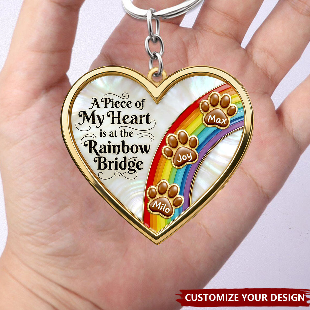 A Piece Of My Heart Is At The Rainbow Bridge - Personalized Acrylic Keychain