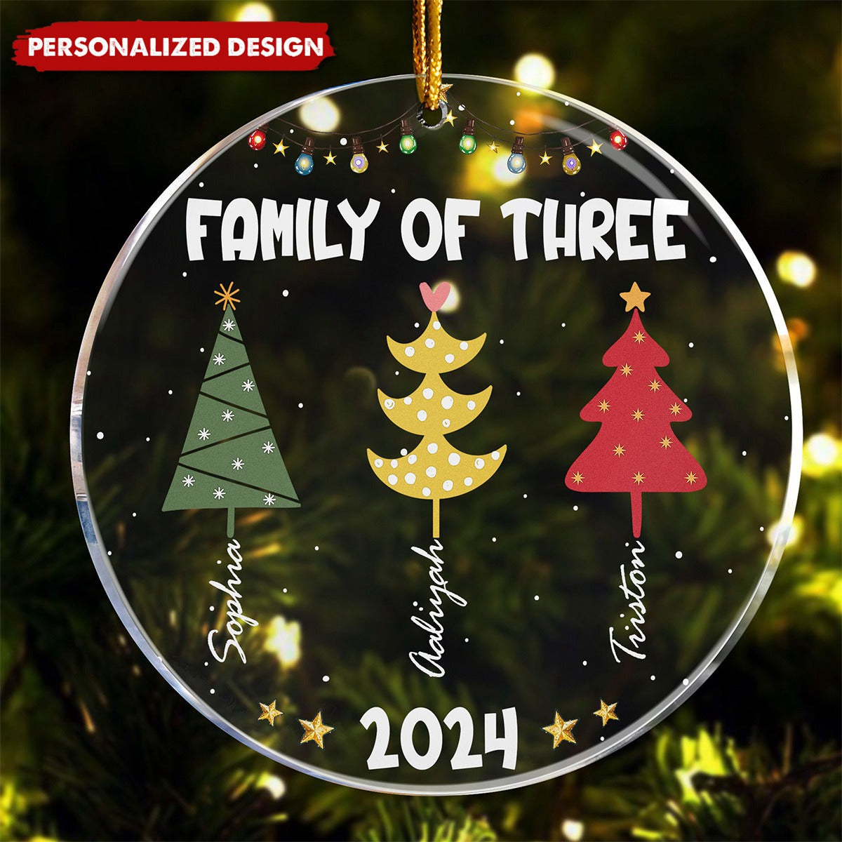 2024 New Release Family Colorful Christmas Trees - Personalized Acrylic Ornament