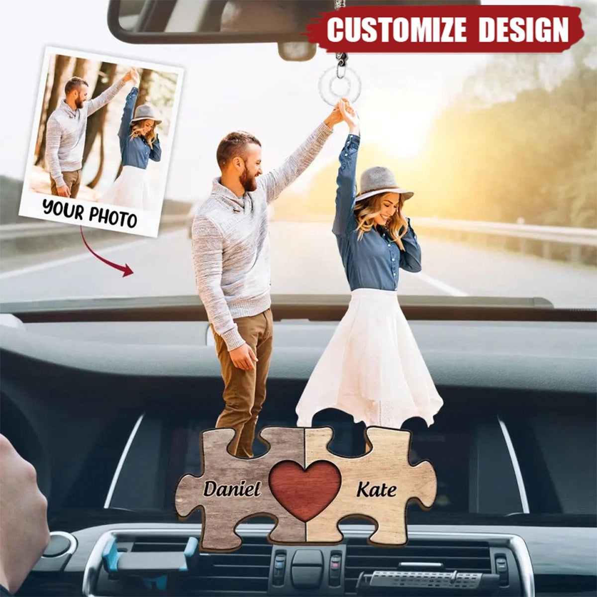 You Are My Missing Piece - Personalized Car Hanging Ornament - Gift For Couple