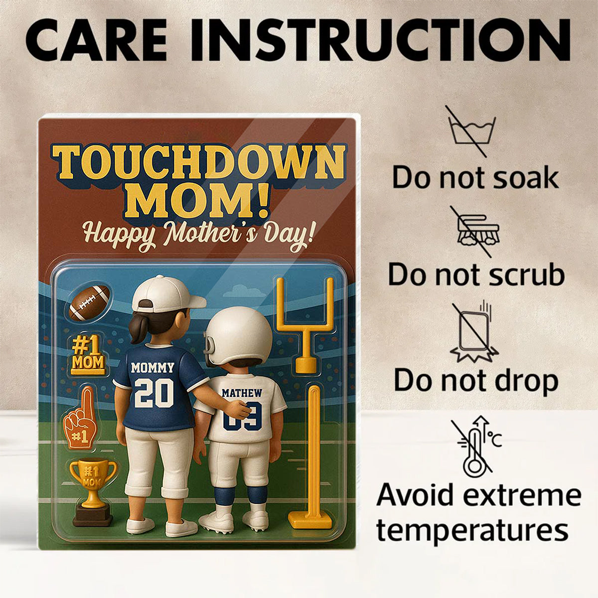 Touchdown Mom! - Personalized American Football Shaped Acrylic Plaque