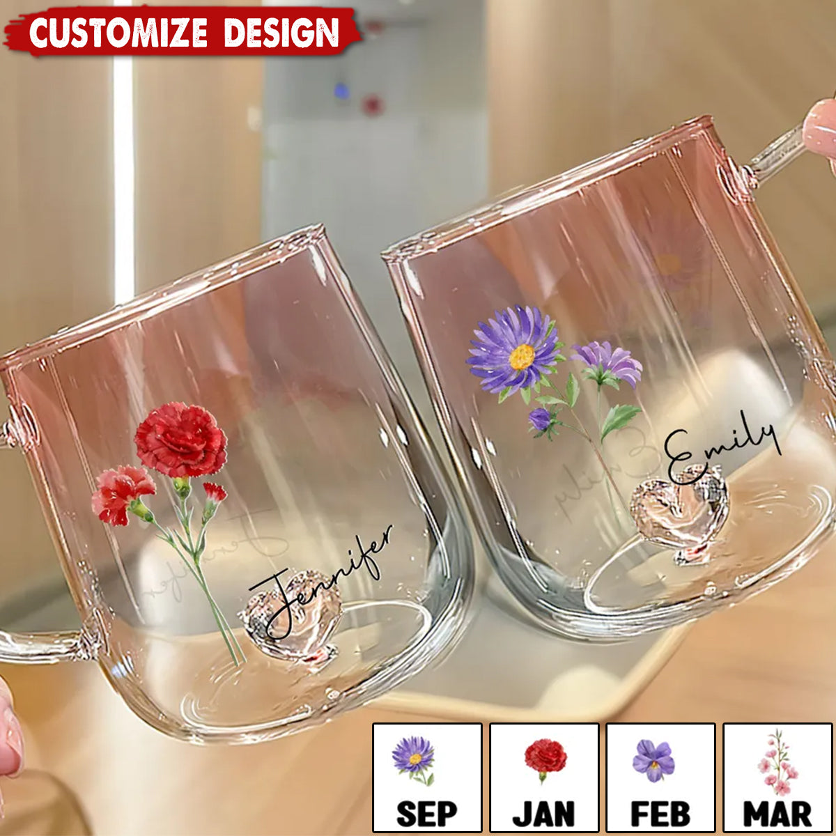 You Are The Most Beautiful Flower - Personalized Pink Gradient Glass Mug