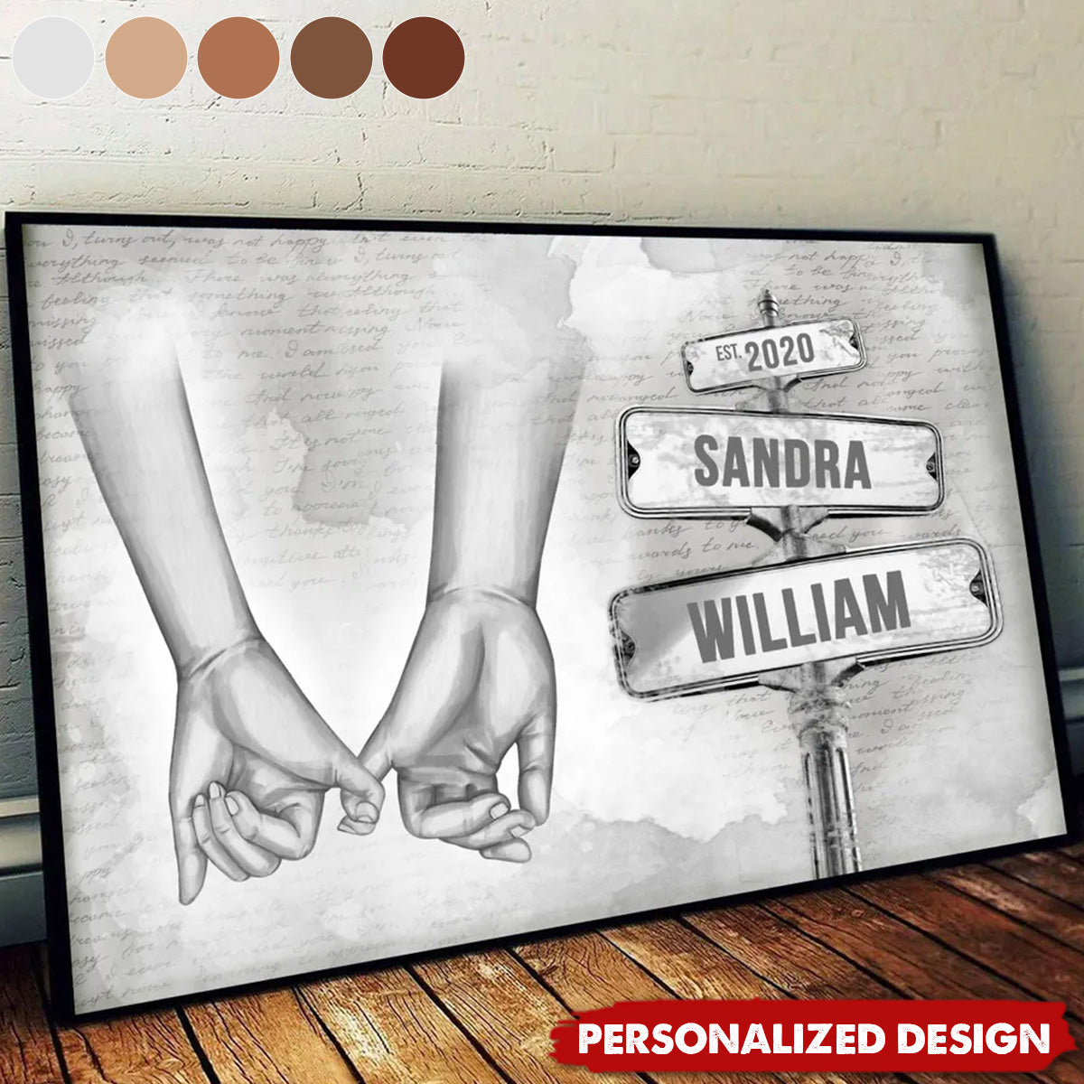 Vintage Couple Hands Pinky Promise-Personalized Post-Valentine's Day Gift Anniversary Gift for Couples
