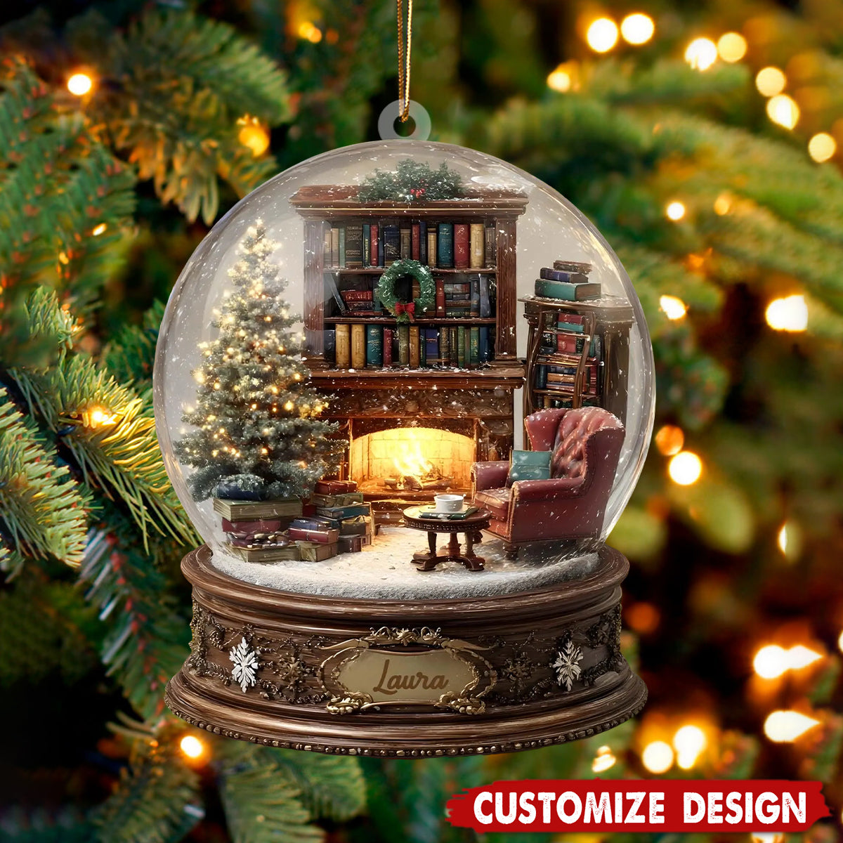 Personalized Reading Nook Ornament - Gift for Book Lovers