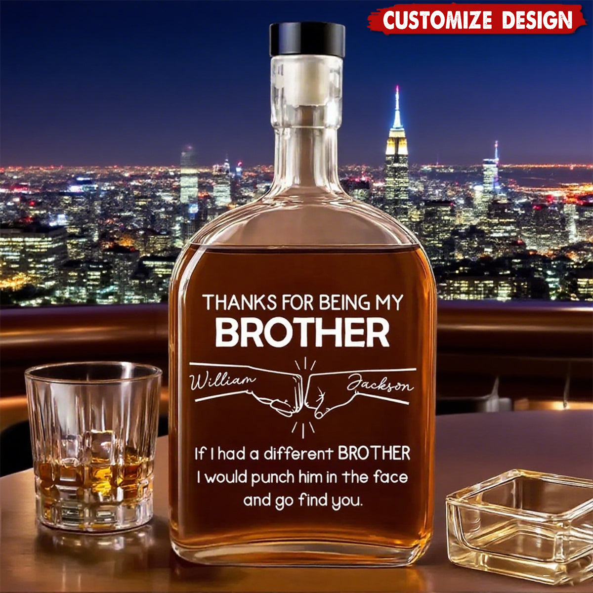 Thanks For Being My Brother - Personalized Spirits Decanter