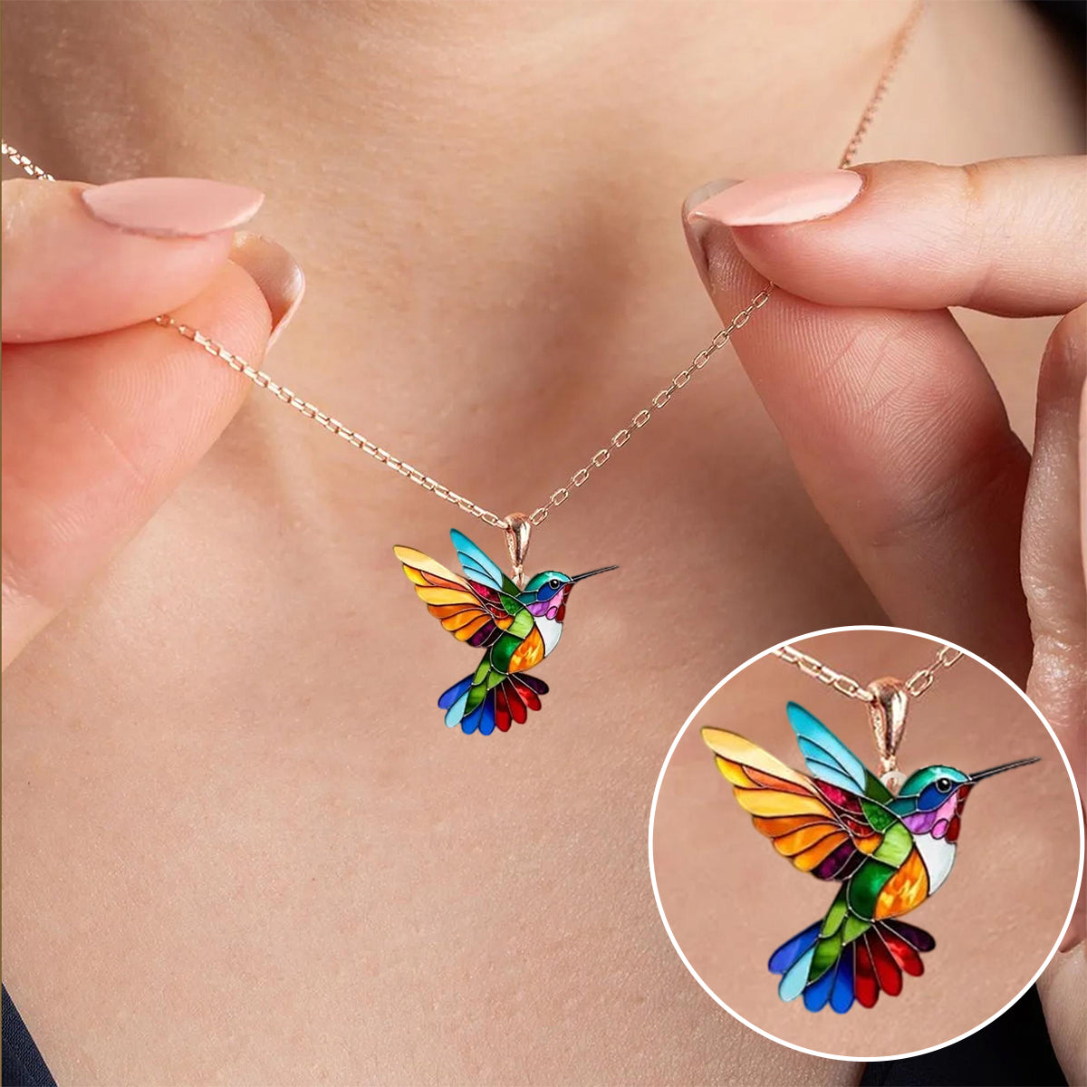 Colorful Hummingbird Necklace - Gift Bird For Lovers