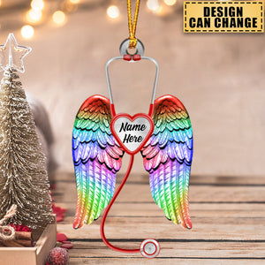 Personalized Nurse Angel Wings  Acrylic Car / Christmas Ornament - Gift For Nurse