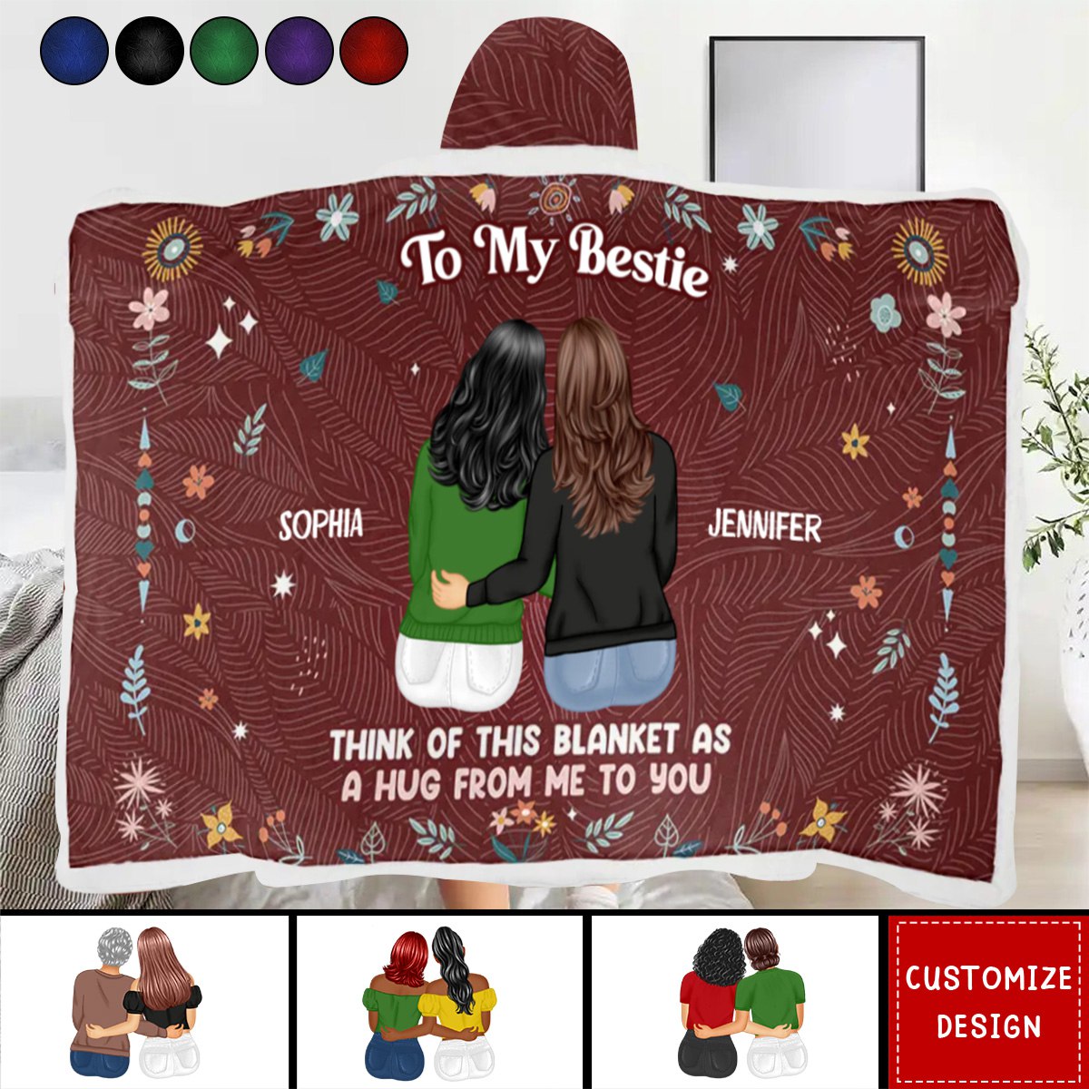 As A Hug From Me To You - Personalized Wearable Hooded Blanket