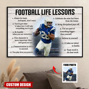 Custom Photo, Football Life Lessons-Personalized Poster, Gift For Football Lover