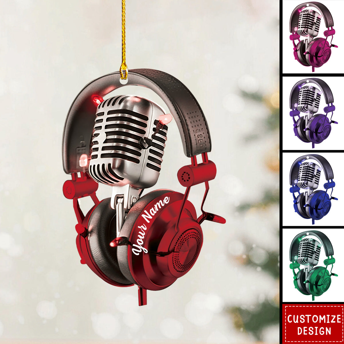 Personalized Microphone Christmas Ornament-Gifts For Sing Lover