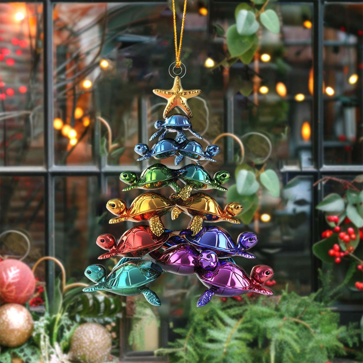 Colorful Sea Turtles Christmas Tree Ornament-2024 New Release