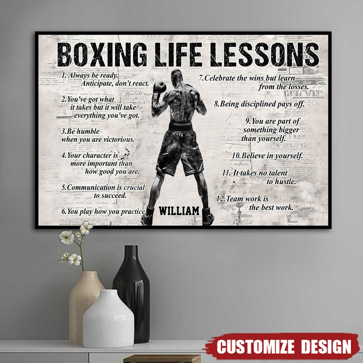 Personalized Boxing Life Lessons Poster-Gift For Boxing Lovers