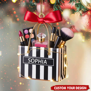 Personalized Gifts For Makeup Lovers Christmas Ornament, Custom Beauty Brush Tree Decor With Name - Gift For Makeup Lovers