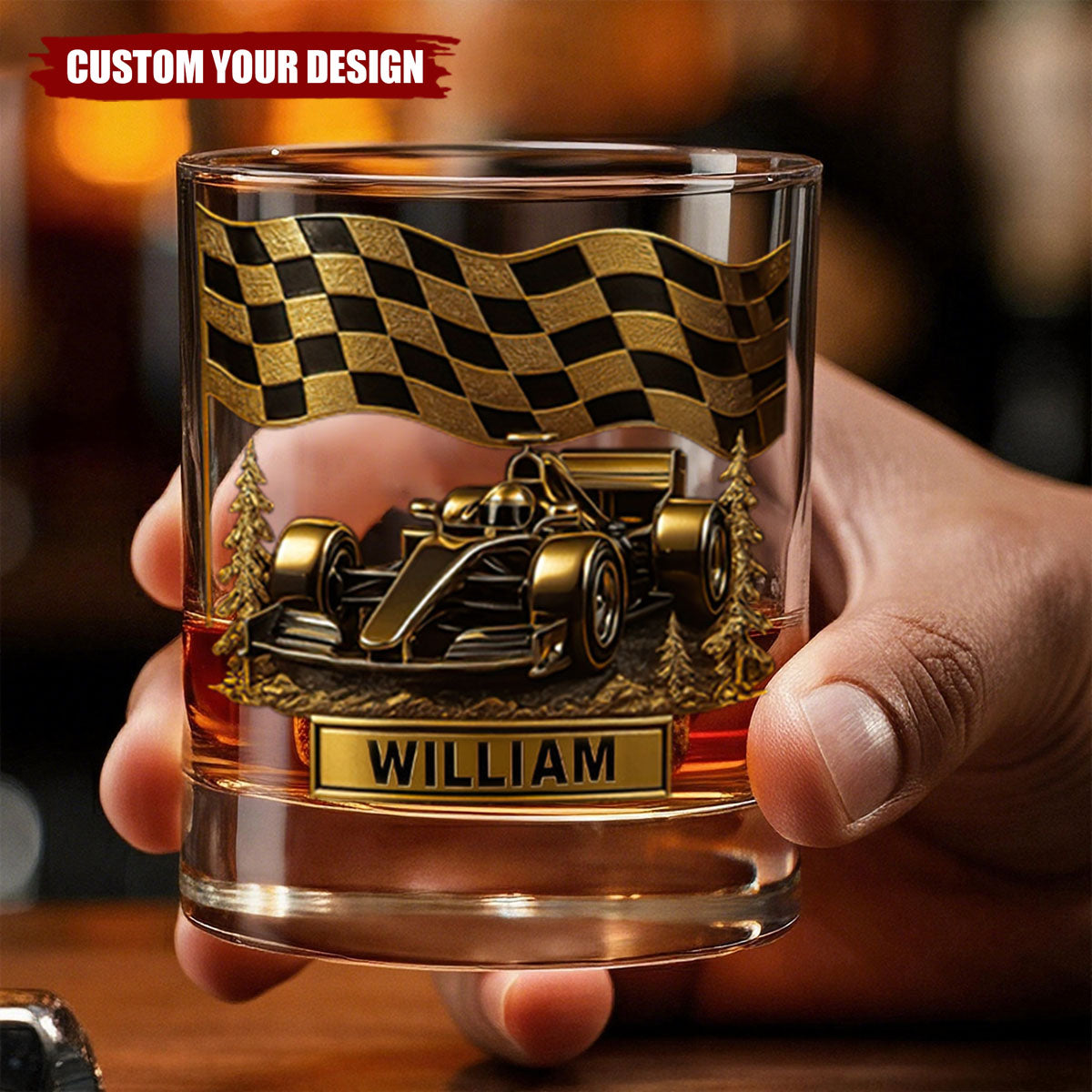 Race Car Whiskey Glass - Personalized Gifts For Racing Lovers