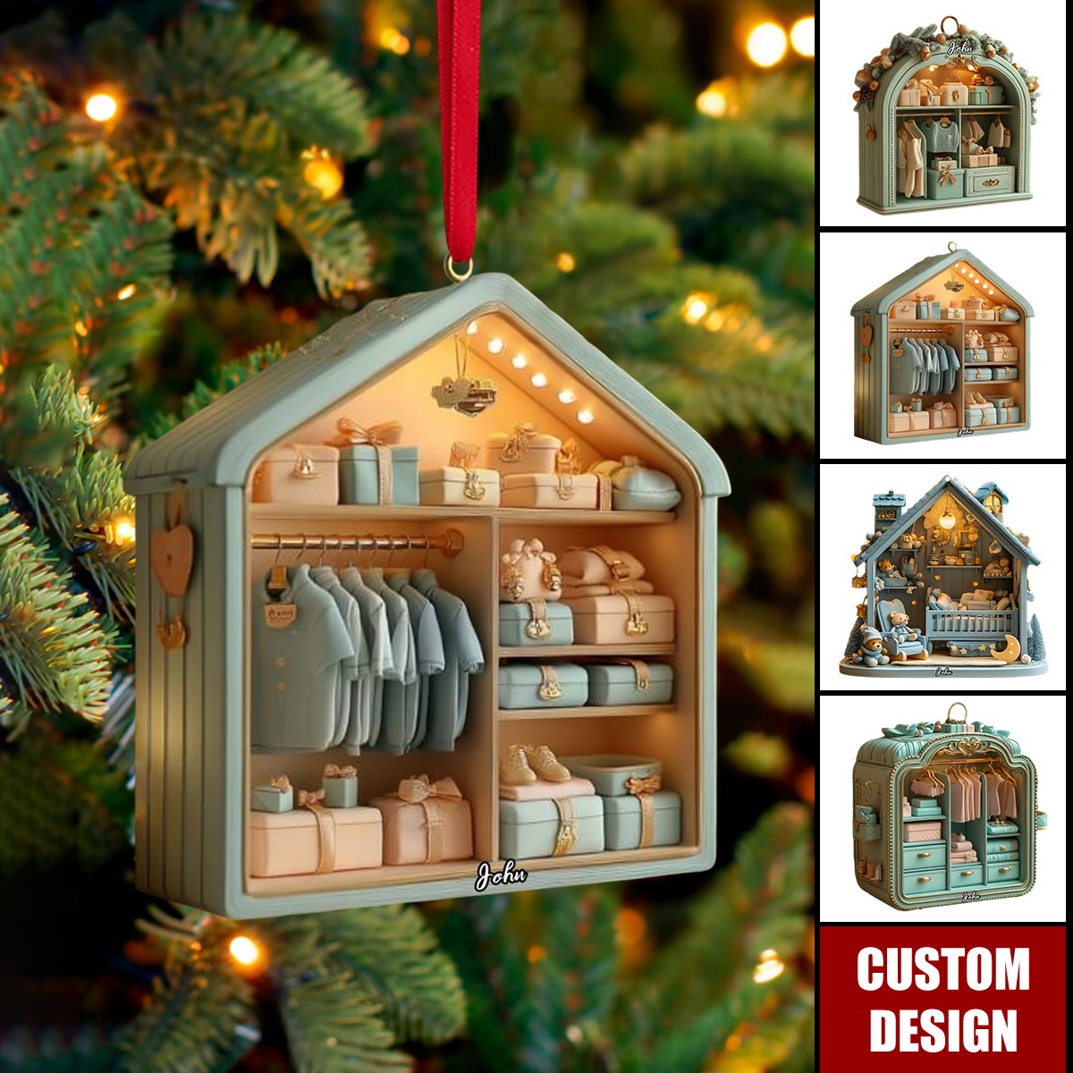 Personalized Blue Baby Room Ornament - Gift For New Parents