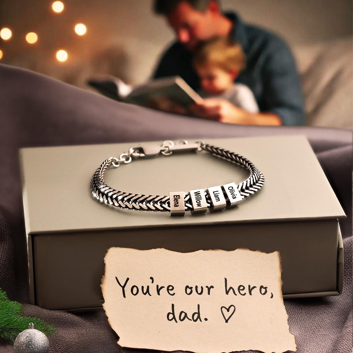 Personalized Mens Bracelet - Gift For Dad Grandpa