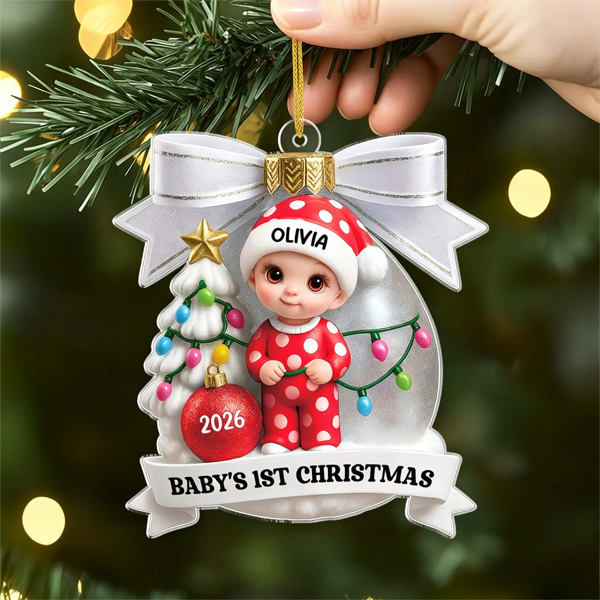 Personalized First Christmas Ornaments for Newborns - Baby's 1st Christmas Ornament
