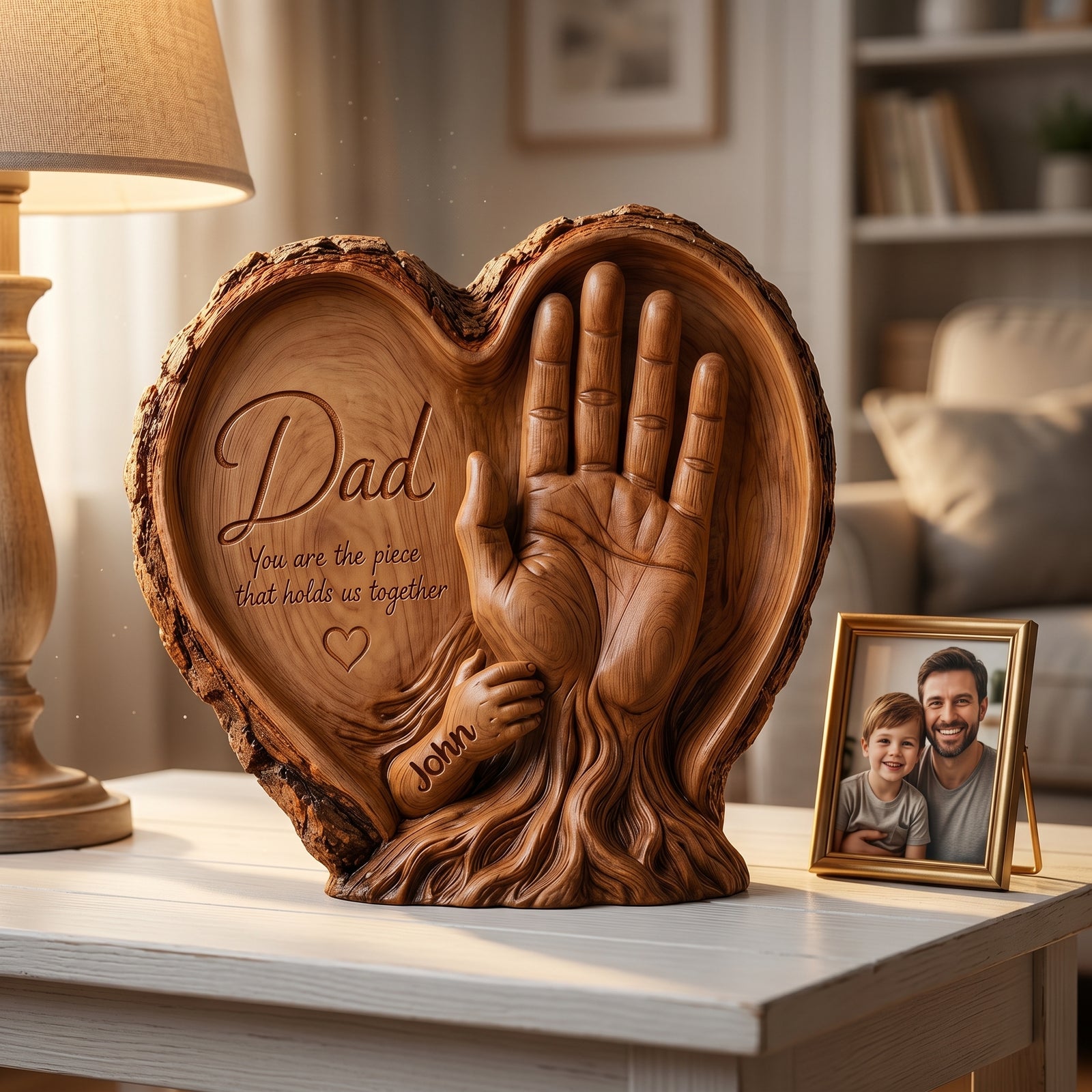 Personalized Dad and Kids Wooden Plaque - Gift For Father