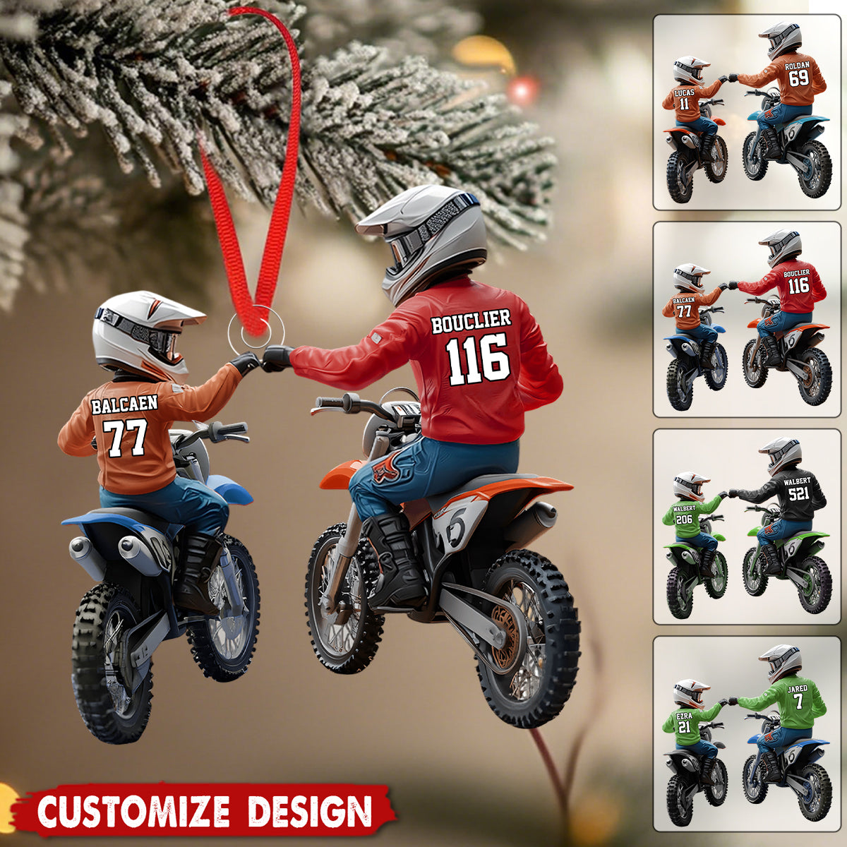 Dirt Bike Dad And Kid - Personalized Dirt Bike Acrylic Ornament
