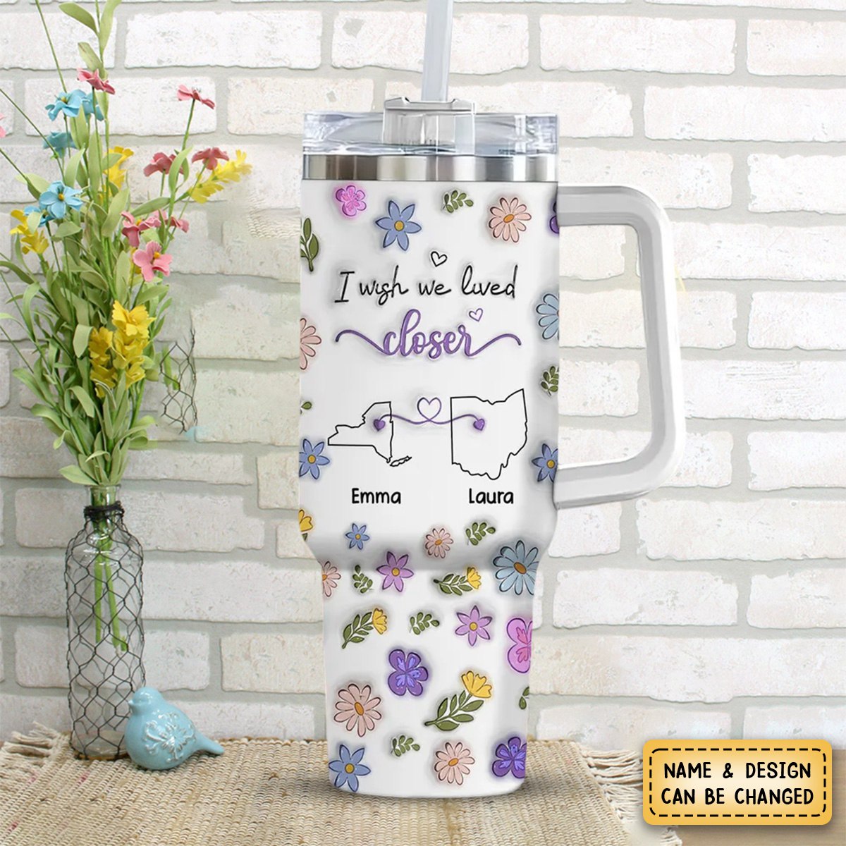 I Wish We Lived Closer - Personalized Custom 3D Inflated Effect Printed 40 Oz Tumbler