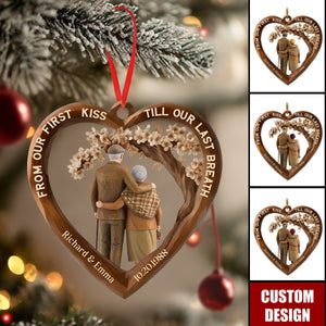 Personalized From Our First Kiss Till Our Last Breath Couple Acrylic Christmas Ornament - Gift for Couples