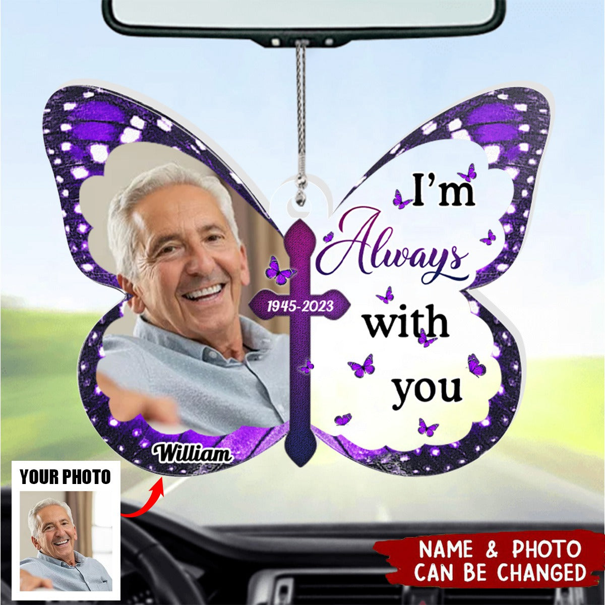 Always With You - Personalized Acrylic Photo Car Ornament