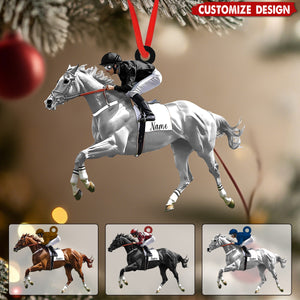 Personalized Horse Racing Ornament - Horse Lover Gift