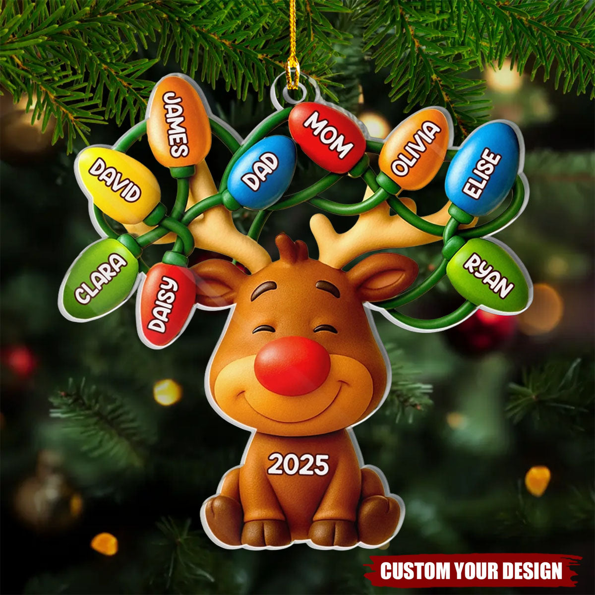 Personalized Christmas Birthday Acrylic Ornament Gifts For Mom, Dad, Kids - Our Reindeer Crew