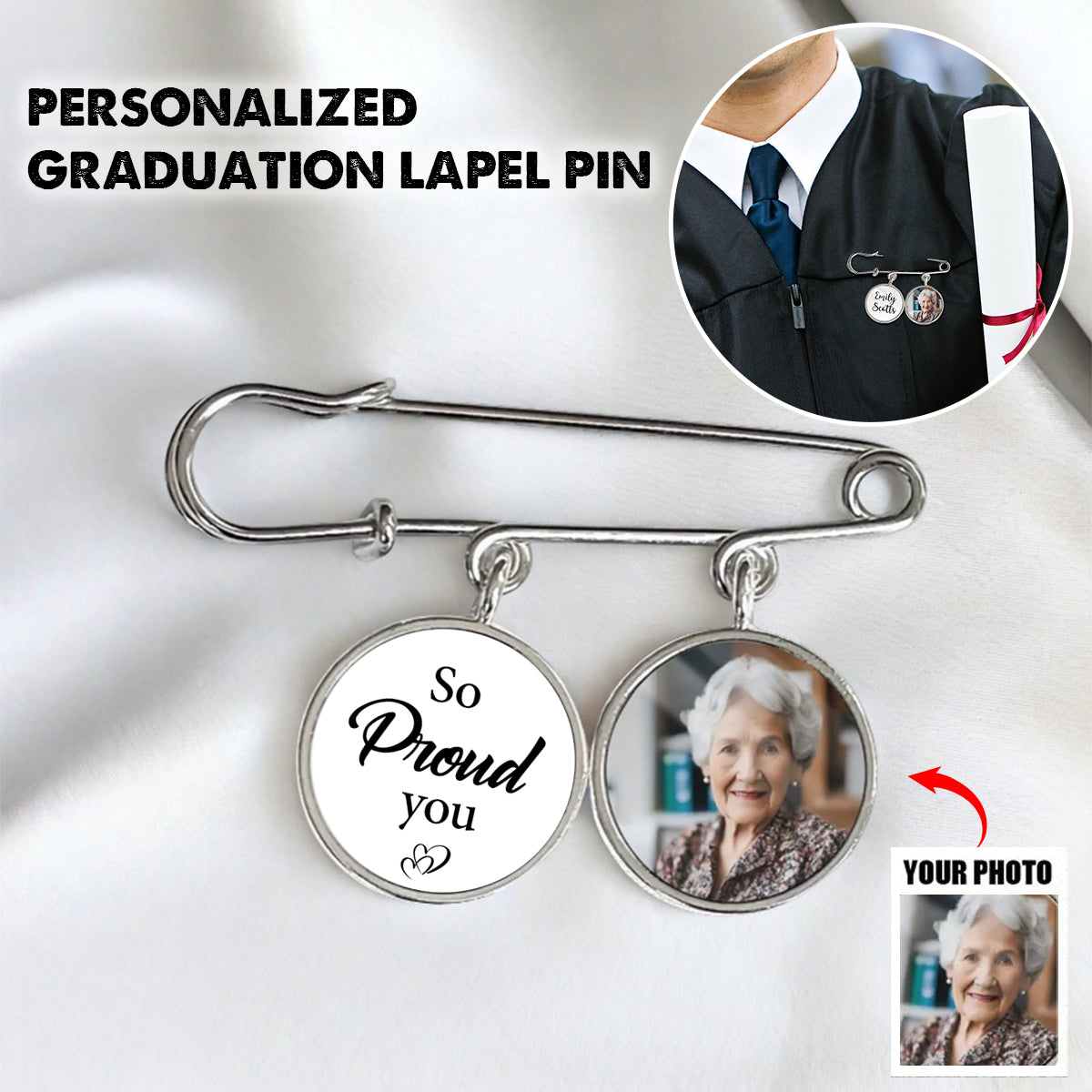 On Your Graduation Day Know That My Heart Is There And I Am Walking Beside You-Personalized Lapel Pin