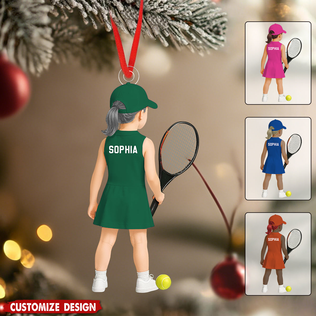 Personalized Kid Tennis Player Ornament - Gift for Kids