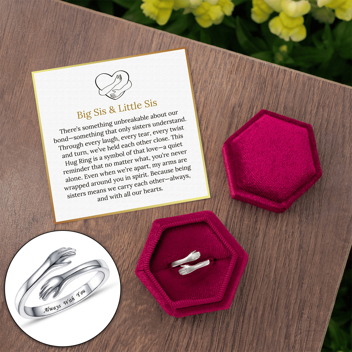 To My Sister-Hug Ring