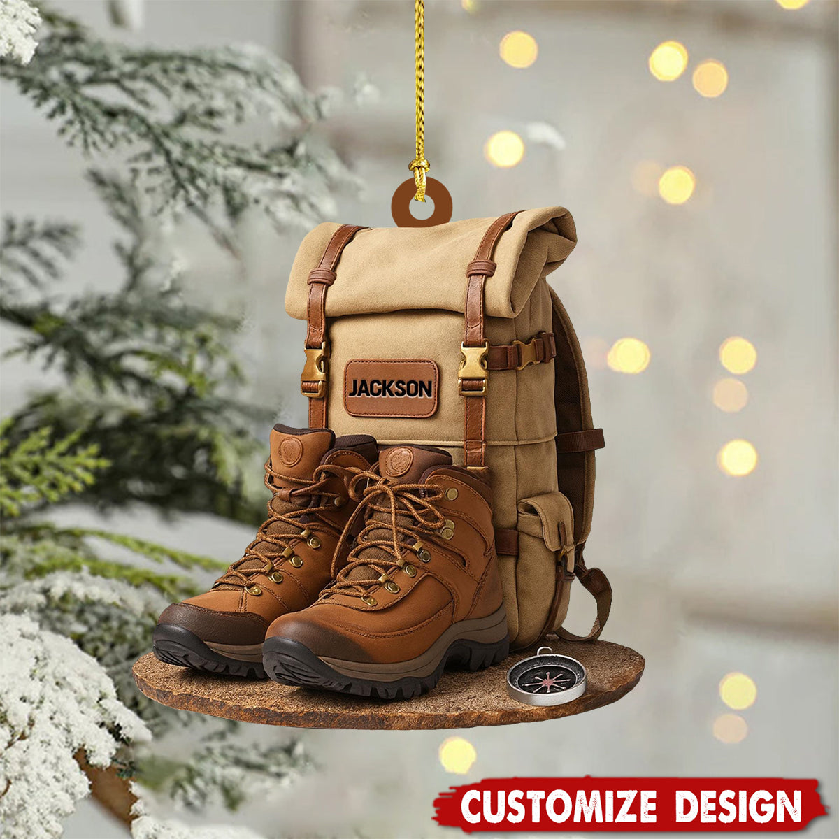 Personalized Hiking 2D Flat Acrylic Ornament, Custom Hiking Lovers Christmas Ornament, Unique Camping Lover Gift, Xmas Gift For Hiking Club